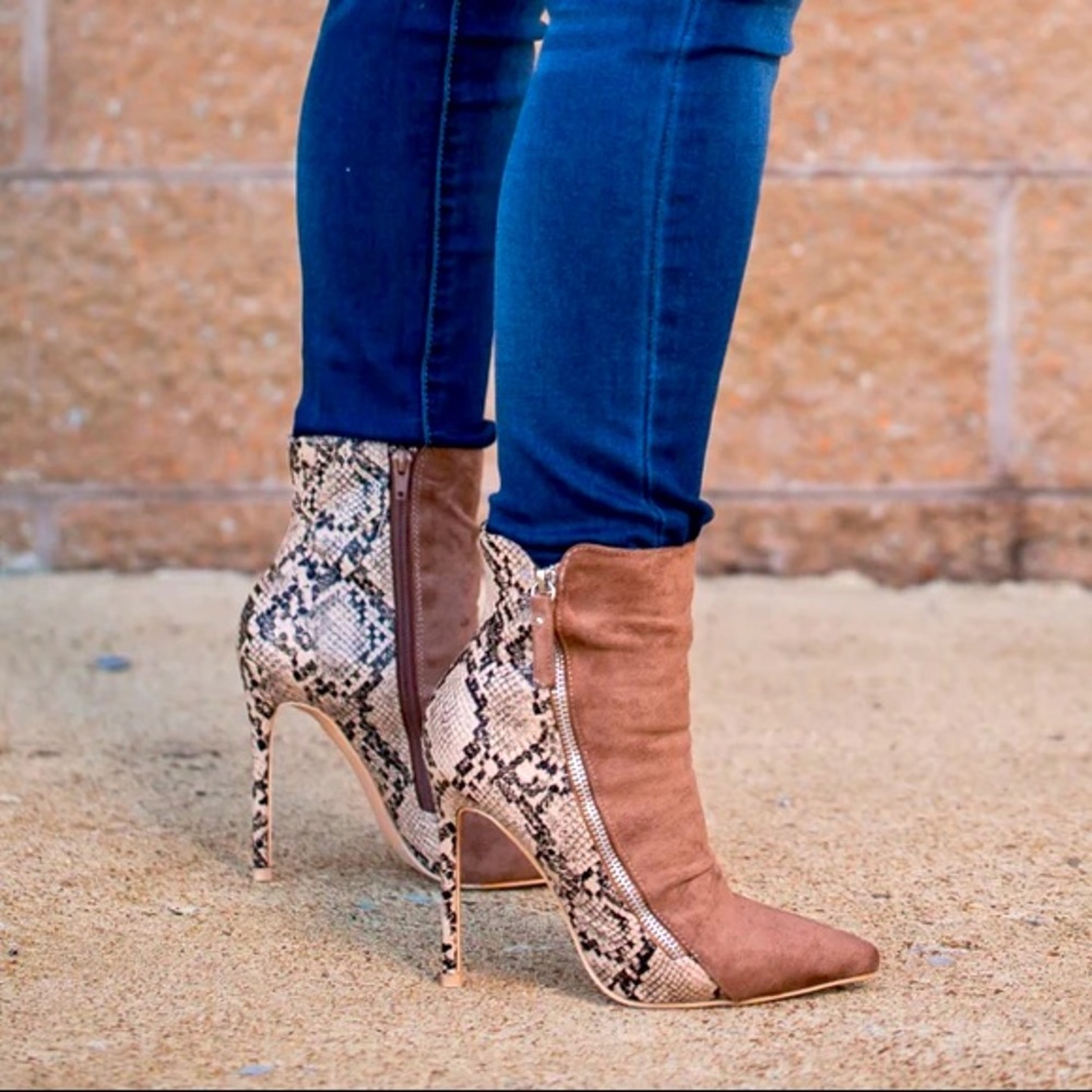 Snake print high heels